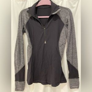 Lululemon black and grey long sleeve quarter zip running shirt